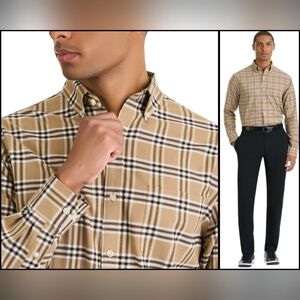 Van Heusen Men's Weekend Twill Shirt Crockery Plaid XXL NWT